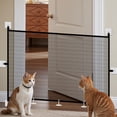 thumbnail image 1 of 70.86x28.34in Black PVC No Drilling Pet Isolation Net Fence, Staircase & Doorway Anti-Climbing Pet Barrier for Dogs Cats with Complete Installation Accessories, 1 of 6