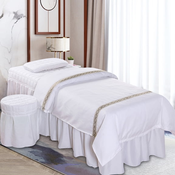 70.87*47.24in White Solid Pattern Sheet Set Soft Bedding Sheets for Foot Wash Shops Massage Shops