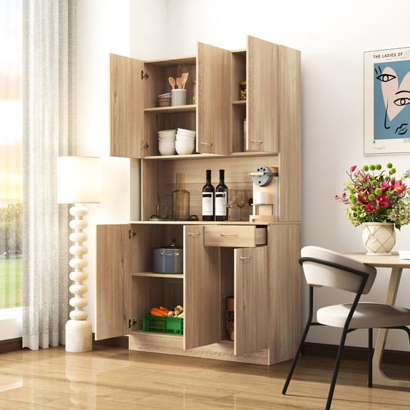 70.87" Height, Melamine MDF Material - 1 Open Shelf for Display - Bedroom Wardrobe - Easy Maintenance