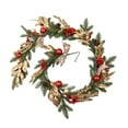 thumbnail image 1 of 70.87 Inch Christmas Garland with Lights, Red and Gold Fireplace Mantel Decoration with Flowers, Bows, Ornaments, Artificial Leaves, Holiday Door & Window Décor, 1 of 5