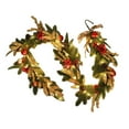 thumbnail image 1 of 70.87 Inch Christmas Garland with Lights, Red and Gold Fireplace Mantel Decoration with Flowers, Bows, Ornaments, Artificial Leaves, Holiday Door & Window Décor, 1 of 5