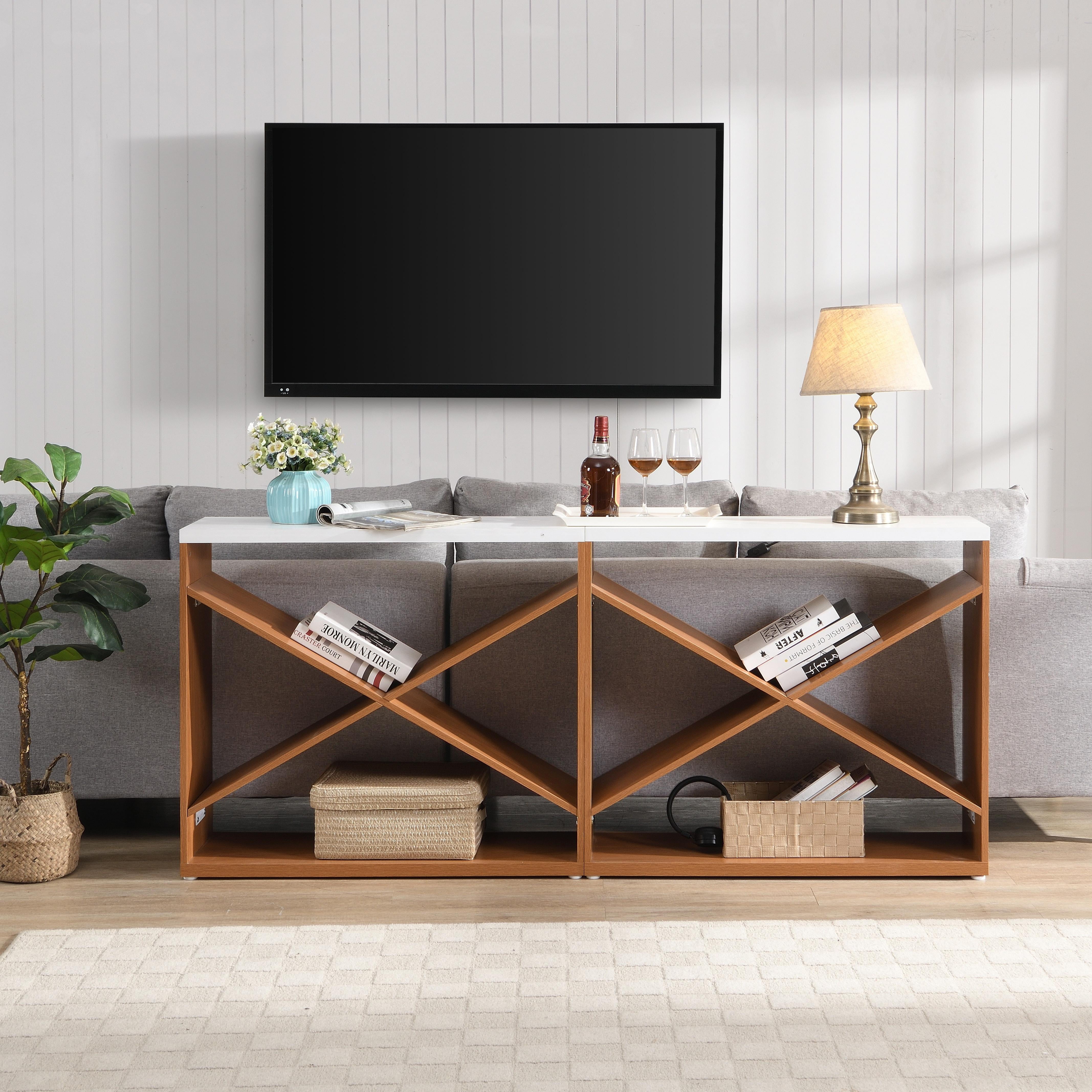 70.87 Inch Farmhouse Console Table,X Shape Detachable Extralong Table ...