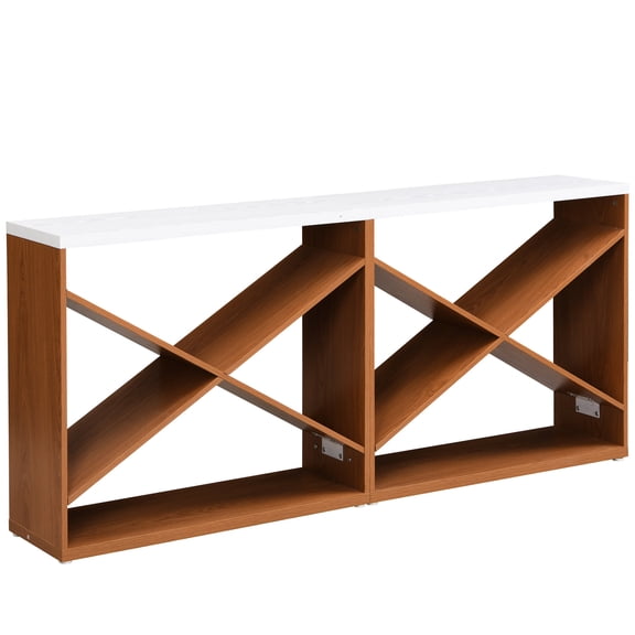70.87 Inch White Console for Various Rooms | Can Be Used as Shelf and Storage | X - Shape MDF Design | Resolves Storage Organization Problem