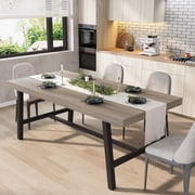 70.87 Long Dining Table for 6-8 People, Industrial Rectangle Kitchen Table, Large Wood Dining Room Table, Metal Frame Dinner Table for Living Room, Kitchen, Dining Room, Natural