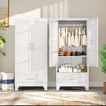 thumbnail image 1 of 70.87" Metal Armoire Wardrobe Closet Storage Cabinet with Hanging Rod And 1 Drawer, 1 of 8