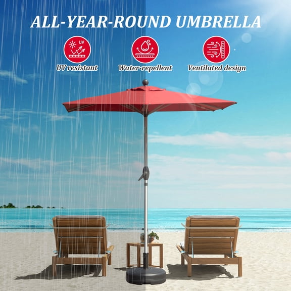 70.87" Small Patio Umbrella with Crank Lift and Tilt,Rectangle Bistro Table Umbrella with Six Reinforced Ribs and A Rust-Resistant Pole,Multi-Angle Shade for Outside Use,Base Not Included,Navy Blue