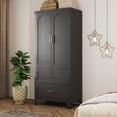 thumbnail image 1 of 70.87" Tall Metal Wardrobe Cabinet with 2 Drawer & Hanging Rod,2 Doors Wardrobe Closet with Shelf,Suitable for Bedroom,Office,Laundry Room,Black, 1 of 9