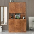 thumbnail image 1 of 70.87" Tall Wardrobe& Kitchen Cabinet, with 6-Doors, 1-Open Shelves and 1-Drawer, Freestanding Kitchen Buffet Hutch Cupboard, for Bedroom, Kitchen, Compact Space, Walnut, 1 of 7
