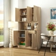 thumbnail image 1 of 70.87" Tall Wardrobe& Kitchen Cabinet, with 6-Doors, 1-Open Shelves and 1-Drawer for bedroom,Rustic Oak, 1 of 16