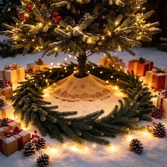 70.87 in Realistic Pine‑Needle Christmas Artificial Garland, Bendable Wire Faux Green Vine for Fireplace Mantel Stair Xmas Wall Home Holiday Decor