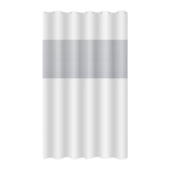 70.87" x 70.87" EVA Shower Curtain with Hooks, Waterproof Bath Curtain with See-Through Mesh Window, Heavy Duty Hotel Style Privacy Bathroom Partition Panel, White
