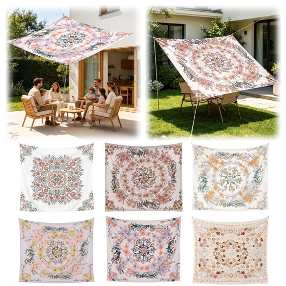 70.87"x90.55" Rectangular Boho Mandala Sun Shade Sail Windproof UV Protection Polyester Canopy Cover for Patio Garden Balcony Camping