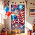 thumbnail image 1 of 70.87x35.43 Inch Polyester Independence Day Door Cover， Patriotic Front Door Banner with Rope for 4th of July Anniversary Celebration Home Decor, 1 of 6