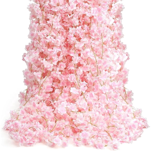 70.8ft Cherry Blossom Garland (12 Pack) - Artificial Pink Sakura Vines for Wedding Arch, Spring Party & Realistic Japanese Home Wall Decor