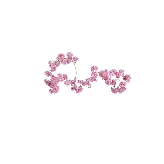 70.8in Fake Cherry Blossom Vine, Artificial Hanging Flowers with Leaves for Ceiling Decor, Faux Floral Wrapping Cover for AC Duct Pipe, Home Wedding Decoration, Watermelon Red
