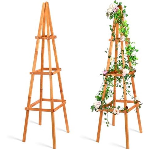70.8in Tall Wooden Obelisk Trellis Outdoor Garden Trellises Easy Assembly Climbing Plant Support for Climbing Plants Porch Balcony Backyard Flowers Trailing Vegetables$$Garden & Patio