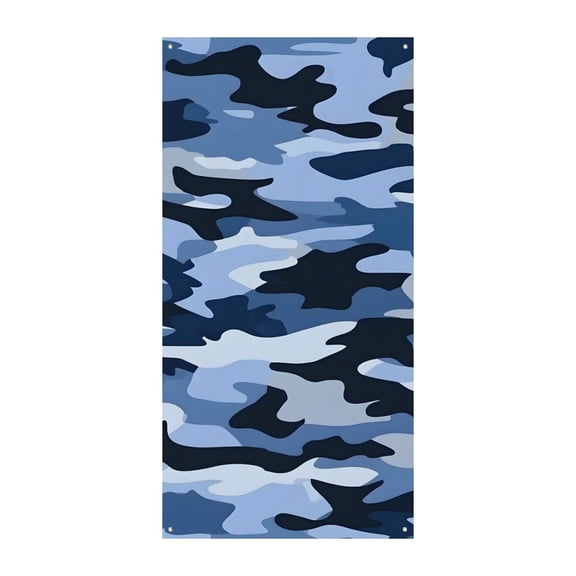 70.935.4in Door Curtain Decorative Banner Solid Durable Wear-Resistant Wind Resistant For Company Activities Family Gatherings Annual Meeting Vector Camouflage Pattern Blue_4