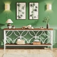 thumbnail image 1 of 70.9" Behind Sofa Console Table - Vintage Wood Grain & Black Metal, 2-Tier Storage, 198lb Capacity, Slim Design for Entryway, Hallway, Living Room, 1 of 6