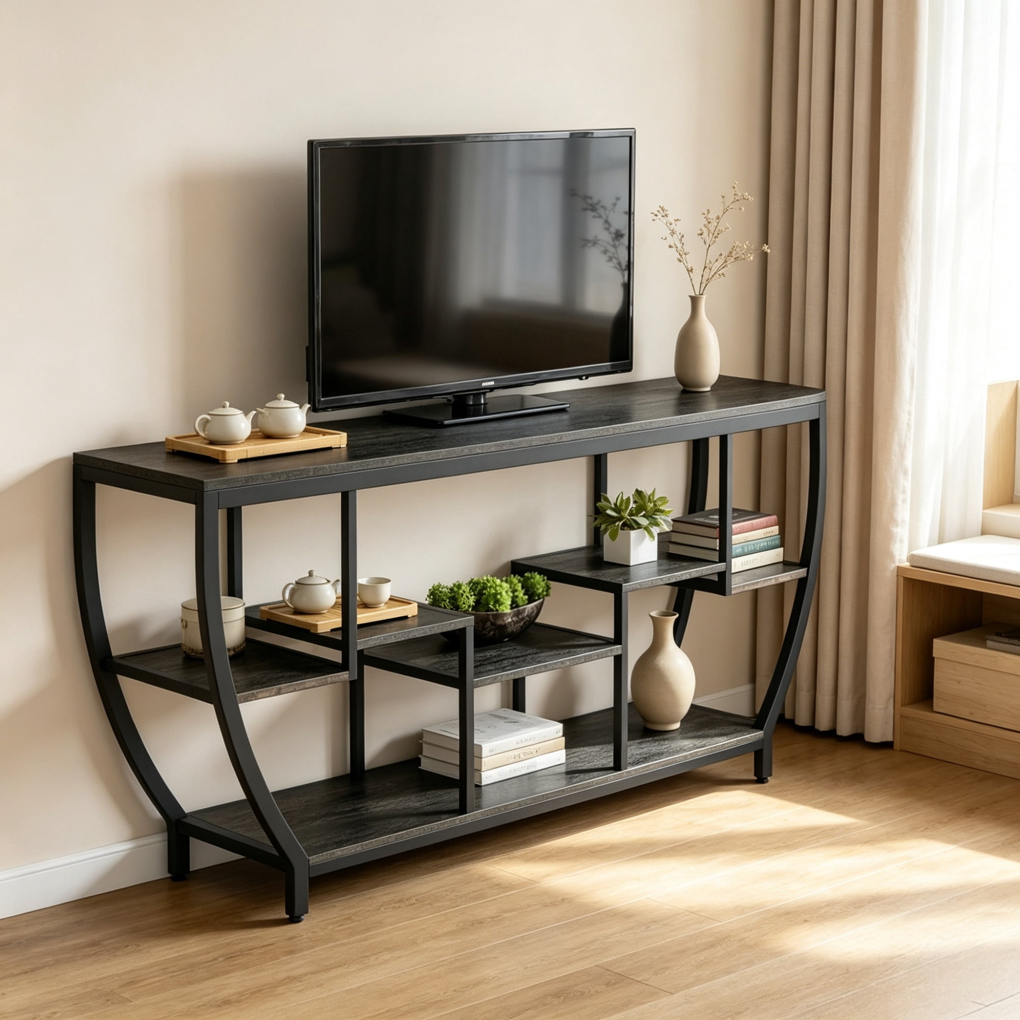 70.9" Entryway Sofa Table with Shelves, Console Table