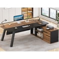 thumbnail image 1 of 70.9" Executive Desk with 3 Drawers and Storage Shelves, L Shaped Computer Desk for Home Office, Bedroom, Study Room, 1 of 7