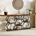 70.9" Extra Long Console Table with Shelves, Narrow Sofa Table Behind