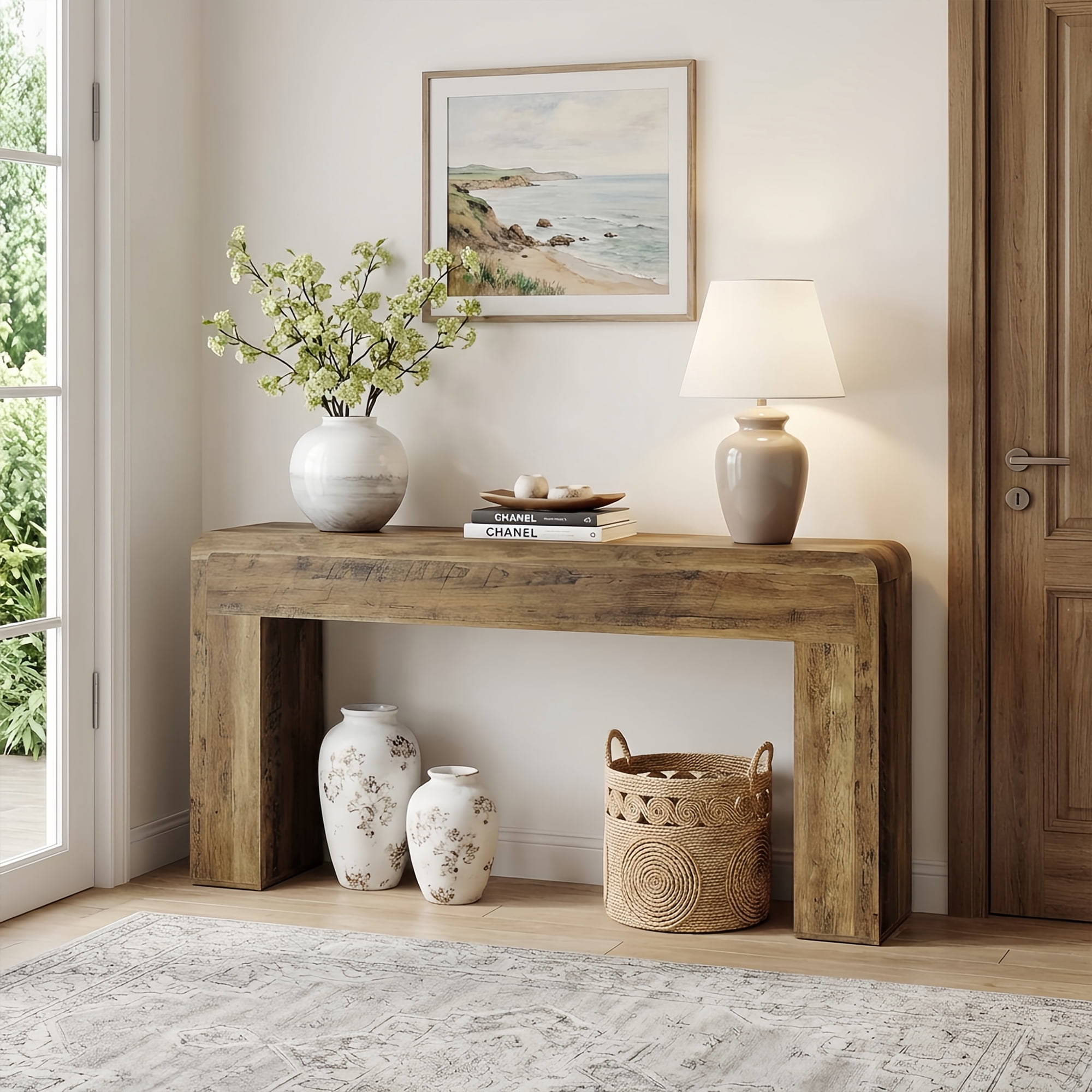 70.9" Extra Long Farmhouse Rustic Console Table, Wooden Behind Couch Storage Table, Narrow Entryway Foyer Stand for Living Room & Hallway (Brown)