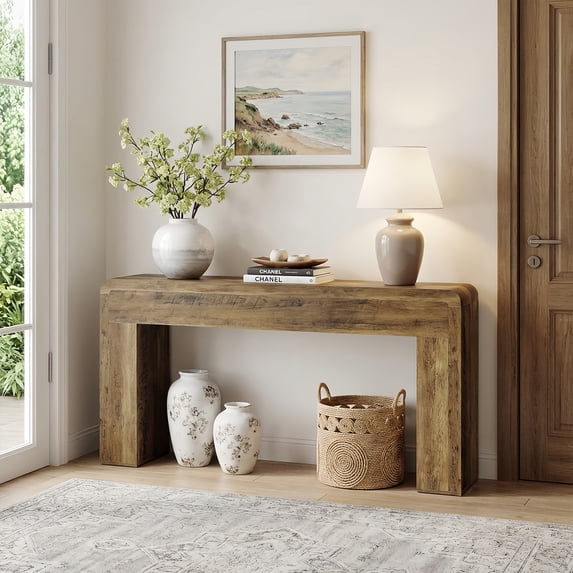 70.9" Extra Long Farmhouse Rustic Console Table, Wooden Behind Couch Storage Table, Narrow Entryway Foyer Stand for Living Room & Hallway (Brown)