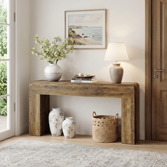 70.9" Extra Long Farmhouse Rustic Console Table, Wooden Behind Couch Storage Table, Narrow Entryway Foyer Stand for Living Room & Hallway (Brown)