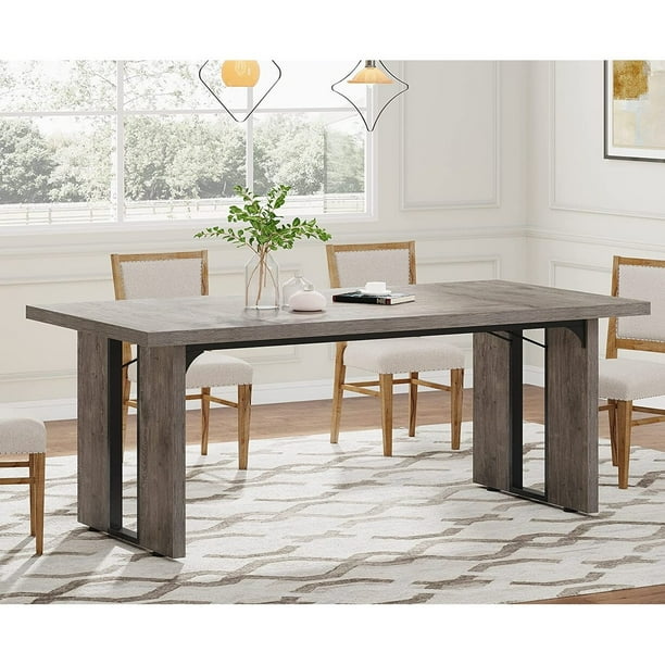 70.9" Farmhouse Dining Table for 68 People, Rectangle Kitchen Table