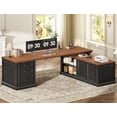 thumbnail image 1 of 70.9" Farmhouse L Shaped Computer Desk with 3 Drawers and Storage Cabinet for Home Office, Study Writing Table with Storage Shelves, 1 of 7