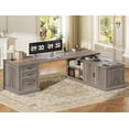 thumbnail image 1 of 70.9" Farmhouse L Shaped Computer Desk with 3 Drawers and Storage Cabinet for Home Office, Study Writing Table with Storage Shelves, 1 of 7