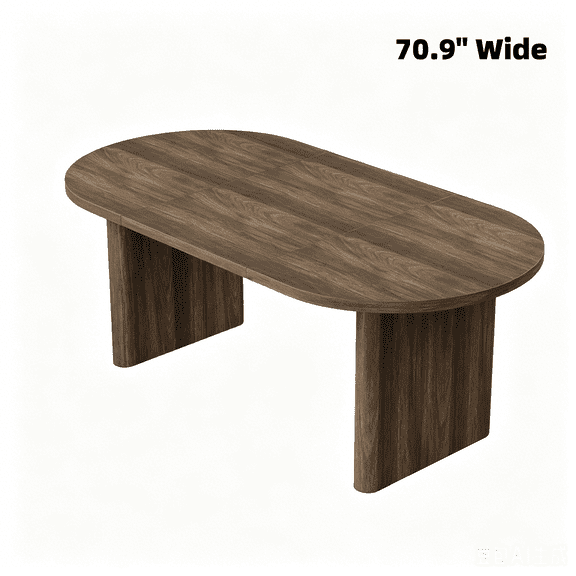 70.9" Farmhouse Oval Dining Table, Large Dinner Table Seats 6-8 People, Thick Sturdy Wooden Base, Easy Assemble Multi-Use Table for Kitchen, Dining Room, Living Room, Office (Brown)