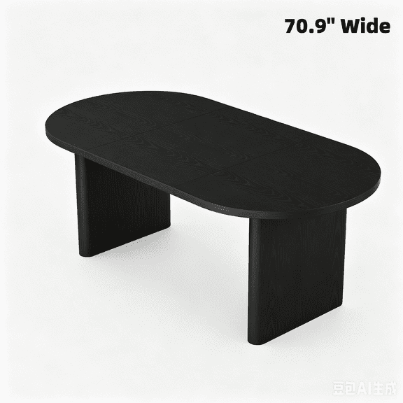 70.9" Farmhouse Oval Dining Table, Large Dinner Table Seats 6-8 People, Thick Sturdy Wooden Base, Easy Assemble Multi-Use Table for Kitchen, Dining Room, Living Room, Office (Black)