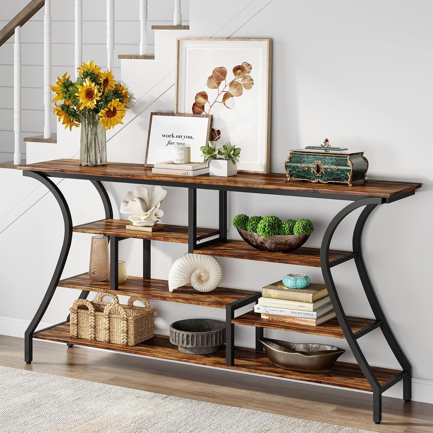 Console Table With Storage Console Tables For Living Room Tribesigns 70.9 Extra Long Sofa Table ...