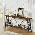 thumbnail image 1 of 70.9 Inch Extra Long Sofa Table, Industrial Entryway Table with 2 Tier Storage Shelves, Console Table Behind Sofa for Hallway, Living Room, Brown, 1 of 8