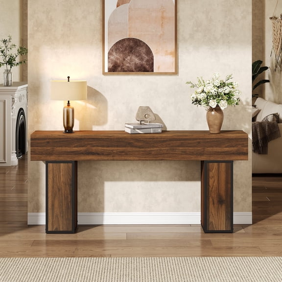 70.9-Inch Long Console Table, Wooden Sofa Table Behind Couch Tables, Farmhouse Entryway Table Accent Table for Entrance, Hallway, Living Room, Foyer, Rustic Brown