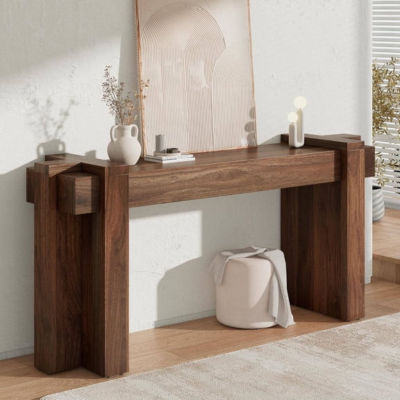 70.9-Inch Modern Console Table, Geometric Minimalist Entryway Sofa Table, Long Wood Foyer Table for Hallway or Living Room
