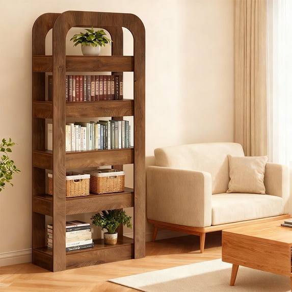 70.9-Inch Tall Industrial 5-Tier Bookshelf, Open Shelf Storage Unit for Home Office, Living Room, Bedroom - Multi-Purpose Shelving