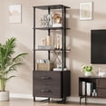 thumbnail image 1 of 70.9" Industrial 4-Tier Bookshelf w/ 2-Drawers - Brown Metal Frame Bookcase, 1 of 8