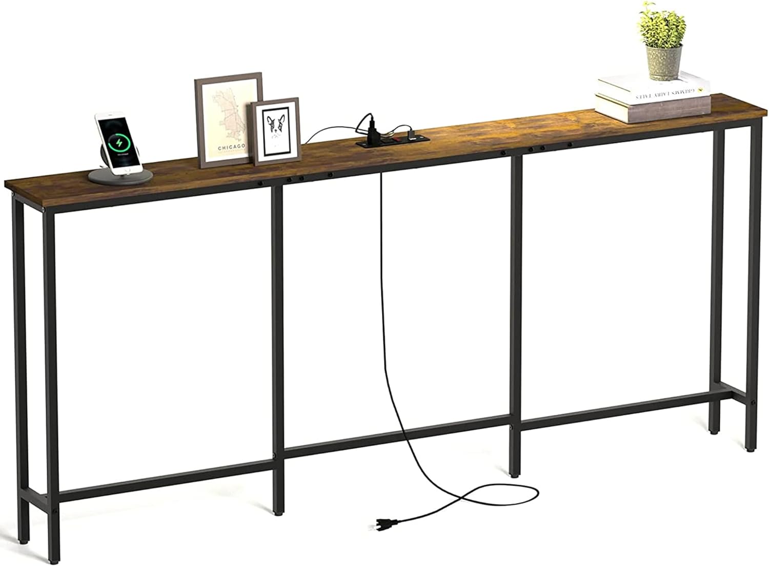 70.9'' Narrow Entryway Table with 2 Power Outlet and 2 USB Port, Extra
