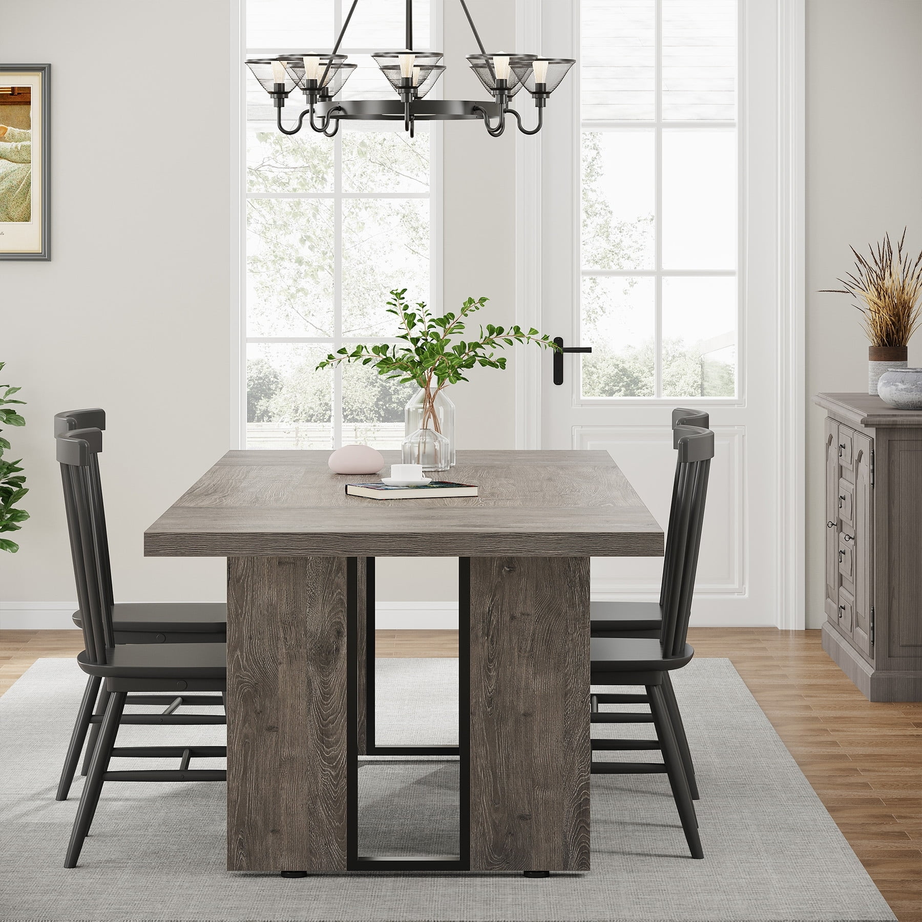 70.9" Gray Reclaimed Wood Farmhouse Dining Table