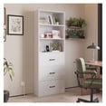 70.9" Tall Bookcase with 3 Shelves and 3 Drawers,2 Outlets & 2 USB ...