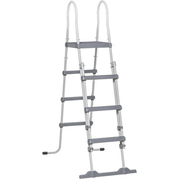 70" Above Ground Swimming Pool Ladder, A-Frame Deck Ladder with Top Platform, Non-slip Steps & Rounded Handrails for 48" Pool Wall Height, Gray