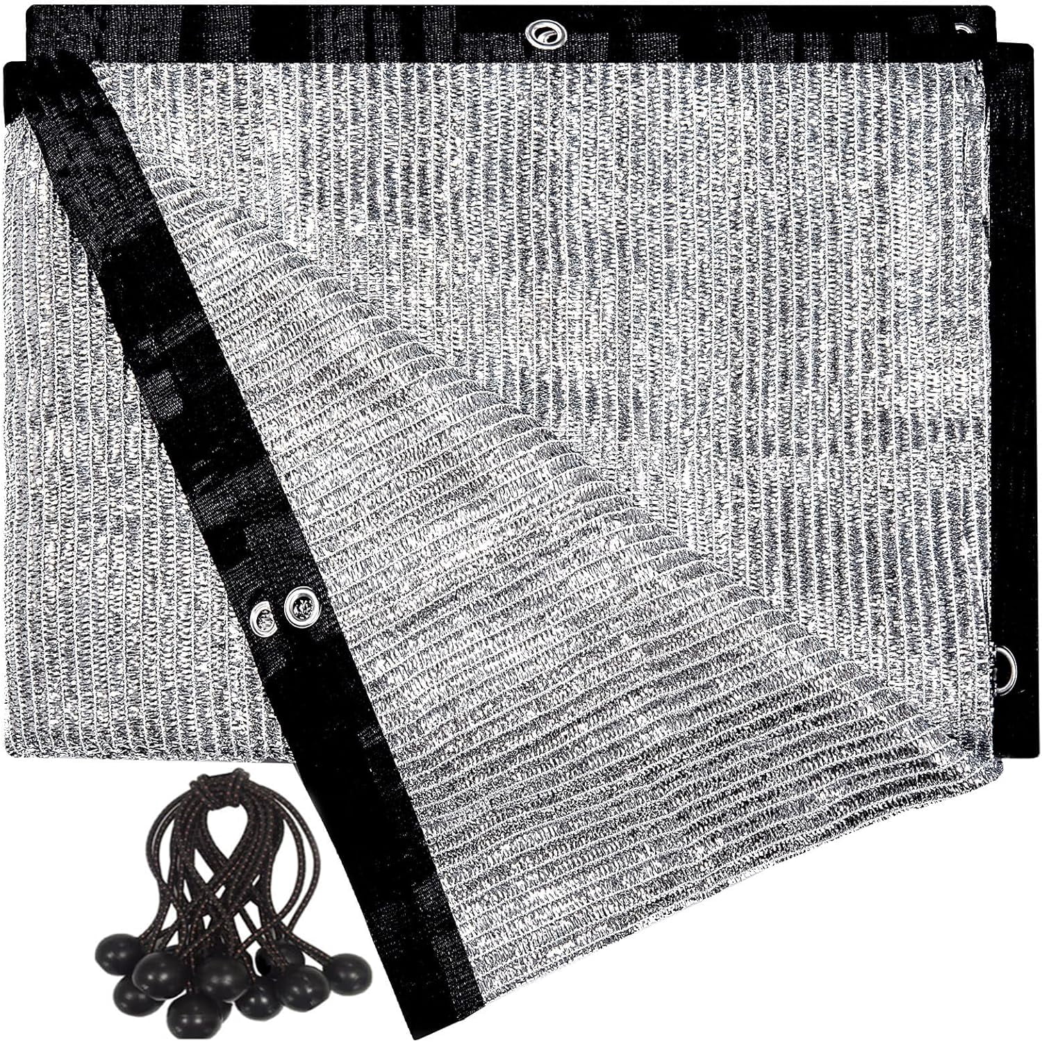 70% Aluminum Shade Cloth 6.5 FT x 6 FT, Durable Mesh Silver Tarps with Grommets and Ball Bungee,Reflective Sun Shade Net Cover for Pet Shade, Car Cover, Patio Garden, Pergola, Plants Growing, Pools