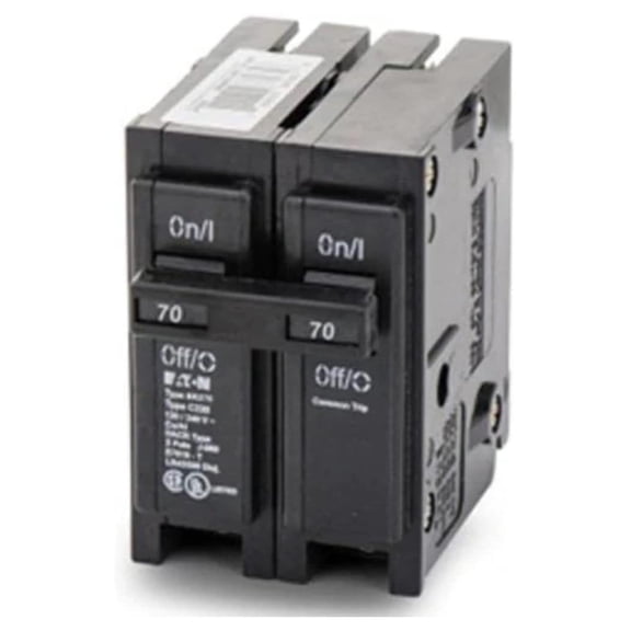 70 Amp Circuit Breaker, Double Pole 120/240V, Interchangeable Trip, Full Size, 2 Inch Wide - Electrical Panel Replacement & Upgrade