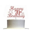 thumbnail image 1 of 70 Birthday Cake Topper Rose Gold Glitter, 70th Party Decoration Ideas, Sturdy Doubled Sided Glitter, Acrylic Stick. Made in USA, 1 of 5