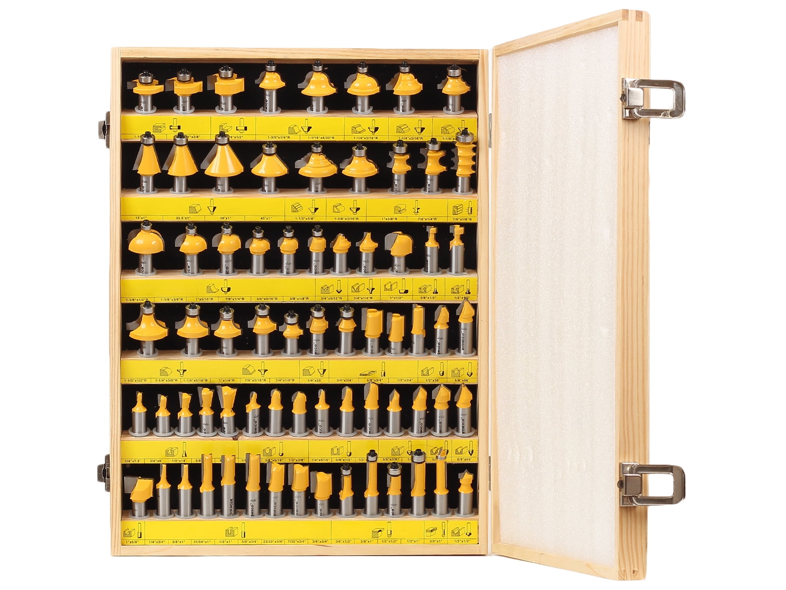 70 Bits Professional Quality Router Bit Set Carbide - 1/2" Shank - Yonico 17702