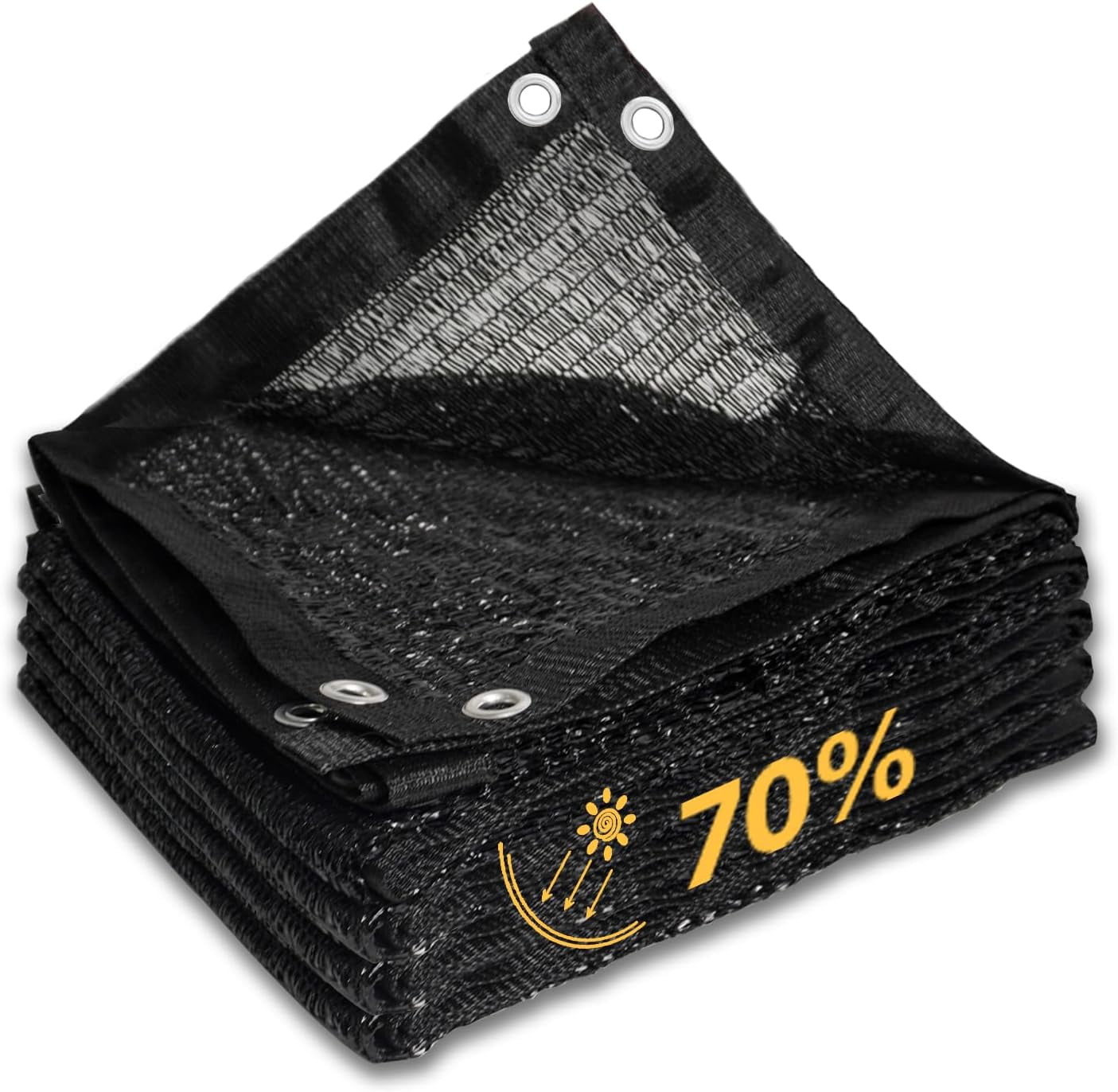 70 Black Shade Cloth with Grommets, 12'x6' Durable Garden Shade Cloth