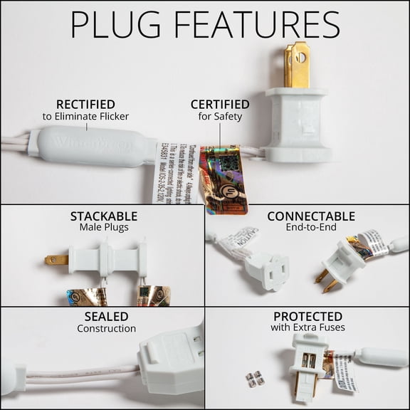 Set of 70 Blue Icicle Lights, LED Mini Ice Icicle Christmas Lights - White Wire, 7'