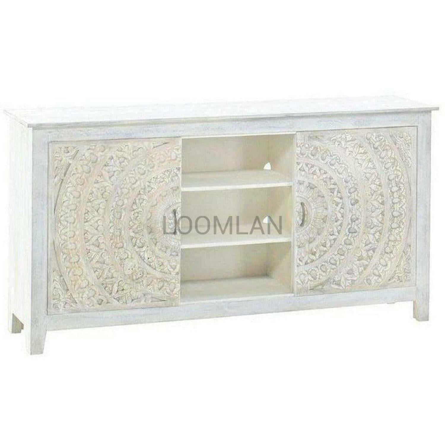 Carved wood tv stand discount